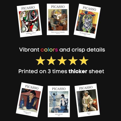 Image of Pablo Picasso Poster | Pablo Picasso Paintings Polaroids | Aesthetic 15 Mini Posters (8.6 x 6 cm) | Posters of Picasso's The Old Guitarist, The Weeping Woman, Girl Before Mirror and more | Picasso Poster