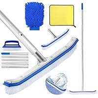 Pool Bürsten Set,Poolreiniger Bürste 45 cm,Pool Reinigungsbürste,Poolbürsten reinigungsbürste mit Längenverstellbarer Superstarkes Aluminiumstange 180cm und Erstärkter Edelstahl Rückseite.
