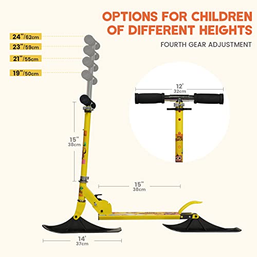 Funwater 2-In-1 Kids Kick Scooter, Snow Sled Kick Scooter Conversion Kit, Foldable Body, Light Weight, Adjustable Height Handle, Toddler Scooter For Kids #TOP1