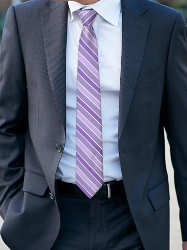 Image of Luckyvestir Striped Ties for Men Classic 3.15 inch Men's Tie Formal Neckties for Business Graduation Dinner Wedding