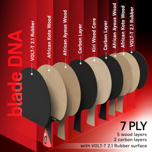 Image of ApeX Carbon ITTF Approved Table Tennis Racquet | African Koto & Ayous Wood with Kiri & Carbon Layers TT Racquet | Ergonomic Handle | High Speed + Spin Attack | Table Tennis Racquet Cover
