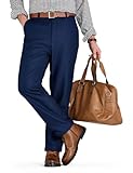 Pegasus Men's Fleece Lined Formal Trousers with Stretch Waist & Classic Straight Leg Navy 36W / 29L