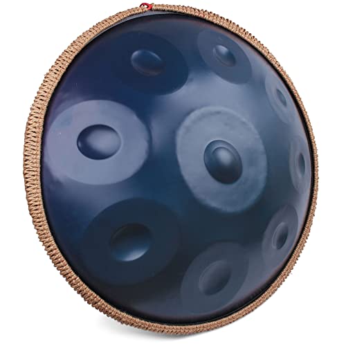HEYQK Harmonic Handpan Drum in D - Tambor de lengüeta de acero de 22 pulgadas 9note con bolsa de mano suave, percusión armónica para curación de sonido, meditación personal