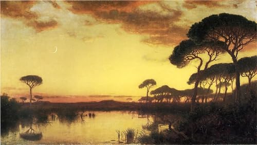 Pintura Bagliore del tramonto Campagna romana Lienzo de Alta Fidelidad