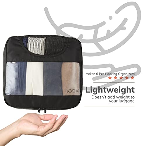 6 Set Of Various Colored Packing Cubes In 4 Sizes (Extra Large, Large, Medium, Small), Veken Packing Cubes For Travel Accessories Travel Essentials, Luggage Organizer Bags For Carry On Suitcases #TOP6