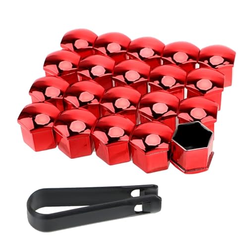 Tornillo llanta 17mm y cubiertas protectoras rojas de tuerca para rueda de coche 20 uds