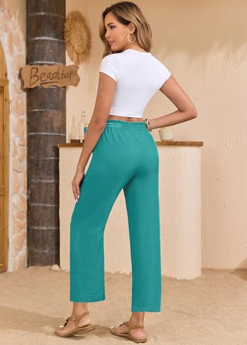Image of EDUWU Women Casual Pants Loose High Waist Cropped Palazzo Beach Pants Summer Outfits 2026 Trendy