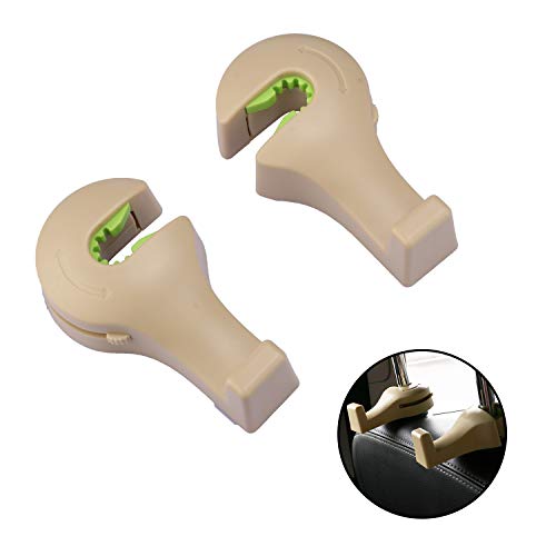 LivTee Car Back Seat Headrest Hooks, 2-Pack Car Seat Organizer Accessory for Coats