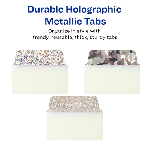 Image of Avery Ultra Tabs, 2 inch x 1.5 inch Repositionable, Holographic, 18 Tabs | For Marking Pages in Planners and Bibles, Two-Side Writable Film Tabs, Repositionable Adhesive, Smudge-Free Clear Body
