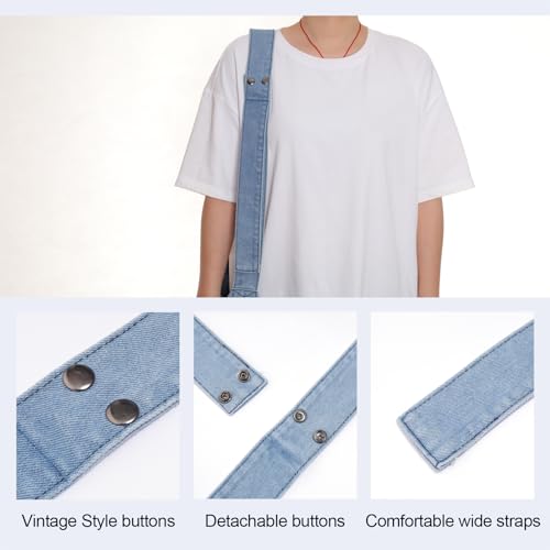 Image of Denim Shoulder Bag - Women's Retro Large Canvas Crossbody Tote Bag, Casual Style Lightweight