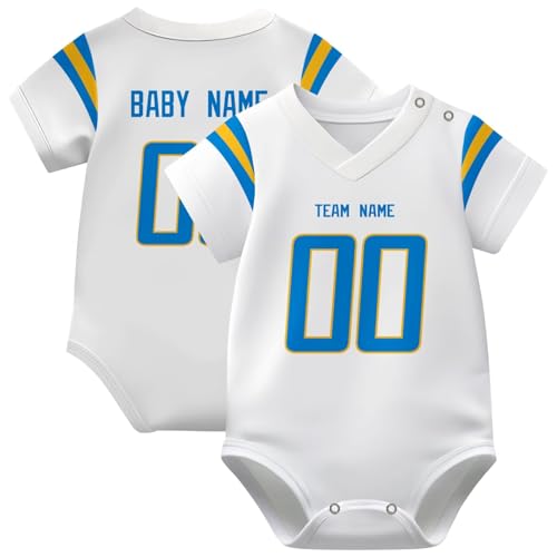 Image of KREDE Baby Clothes Unisex Bodysuit Jersey Style Custom Name Number for Baby Boys