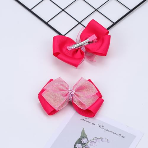 Pinzas para el cabello con moños de organza 4.5 pulgadas, paquete de 2 miniatura 6