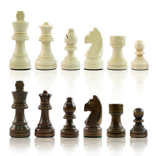Pièces d'échecs en bois LEAP 9,1 cm lestées pour échiquier de tournoi