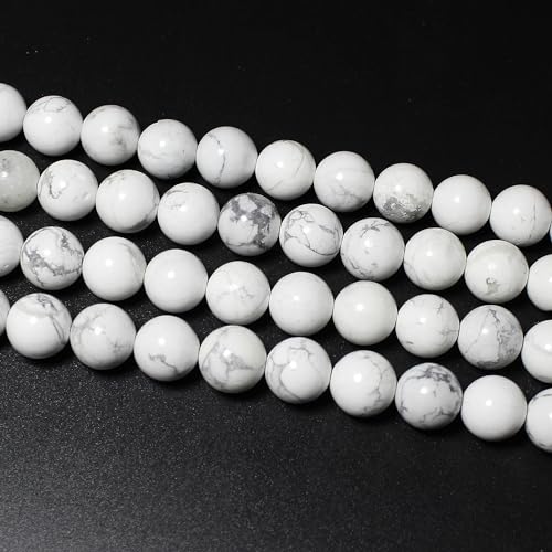 MJDCB Natural Round Stone Beads 10mm Howlite White Turquoise Loose Gemstone Beads for Jewelry Making Bracelet Necklace 35pcs - Image 3