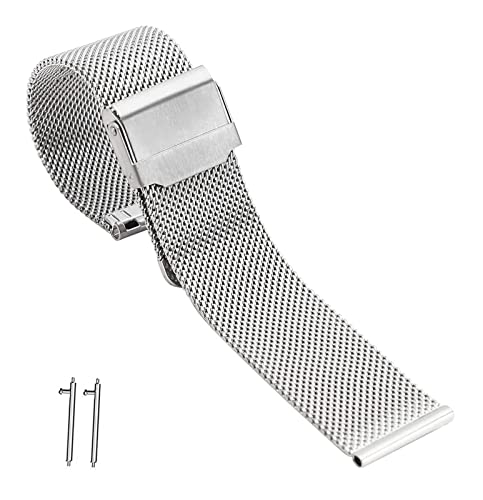 Milanese Mesh Watch Strap, 12-22mm Replacement Stainless Steel Metal Mesh Strap, Quick Release Watch Strap, Replacement Stainless Steel Metal Mesh Band for Men Women ( Color : Silver , Size : 18mm ) Cover