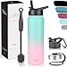 Milu Borraccia Termica Acciaio Inox – 500ml, 750ml, 1000ml (+3 coperchi) - Bottiglia Acqua Termos Senza BPA, Isolato Sottovuoto, A Prova di Perdite Anche per Acido Carbonico (Rosa menta, 750ml)