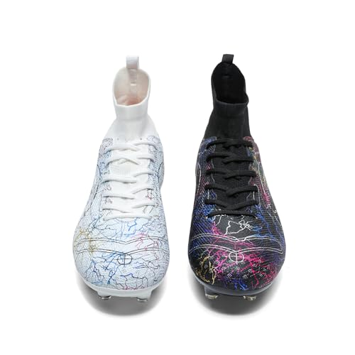 Image of Men's Soccer Shoes High-Top Soccer Cleats Outdoor Breathable Athletic Professional Spikes Youth Boys Football Shoes Unisex