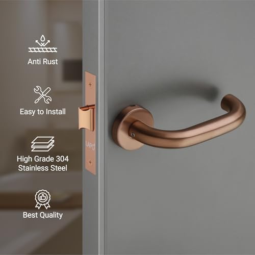 Image of LAPO Lock Set for Bathroom & Balcony Door | 45x45mm Lock Body | Brass Latch | Compatible with 30-50mm Door | Keyless Operation | Rose Gold Finish | Left-Right Opening Fit | 3 Years Warranty | CMH-6T