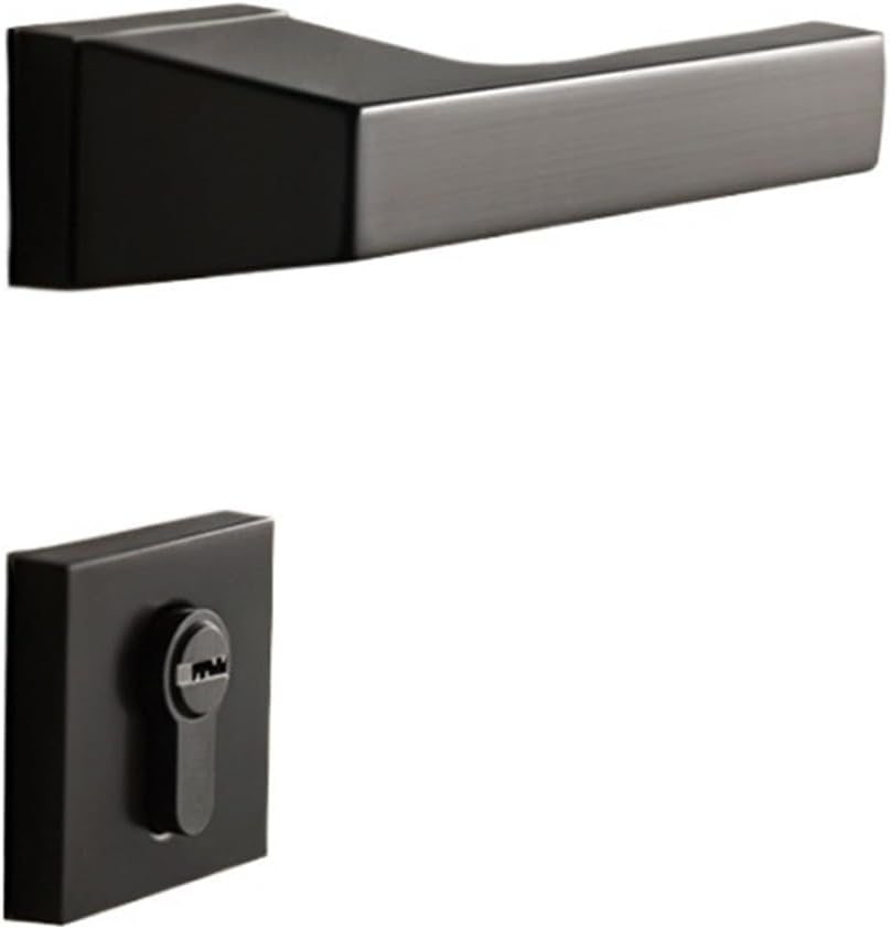 Indoor Bedroom Door Lock American Black zinc Alloy Wooden Door Lock Handle Lock Room Solid Wood Door Handle(Steel Gray)