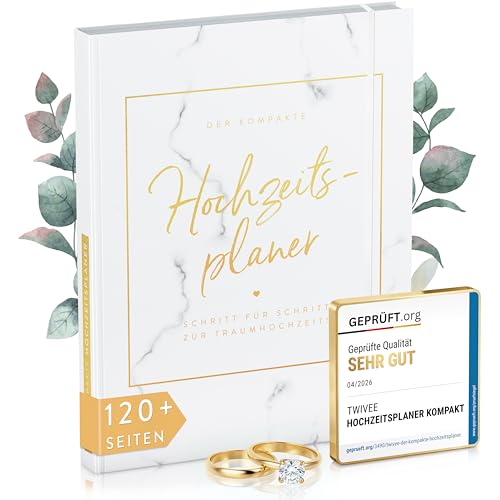 TWIVEE - Der kompakte Hochzeitsplaner - Wedding Planner - deutsch - über 120 Seiten - Organizer für Eure Trauung - Buch zur Hochzeit - Ideales Verlobungsgeschenk