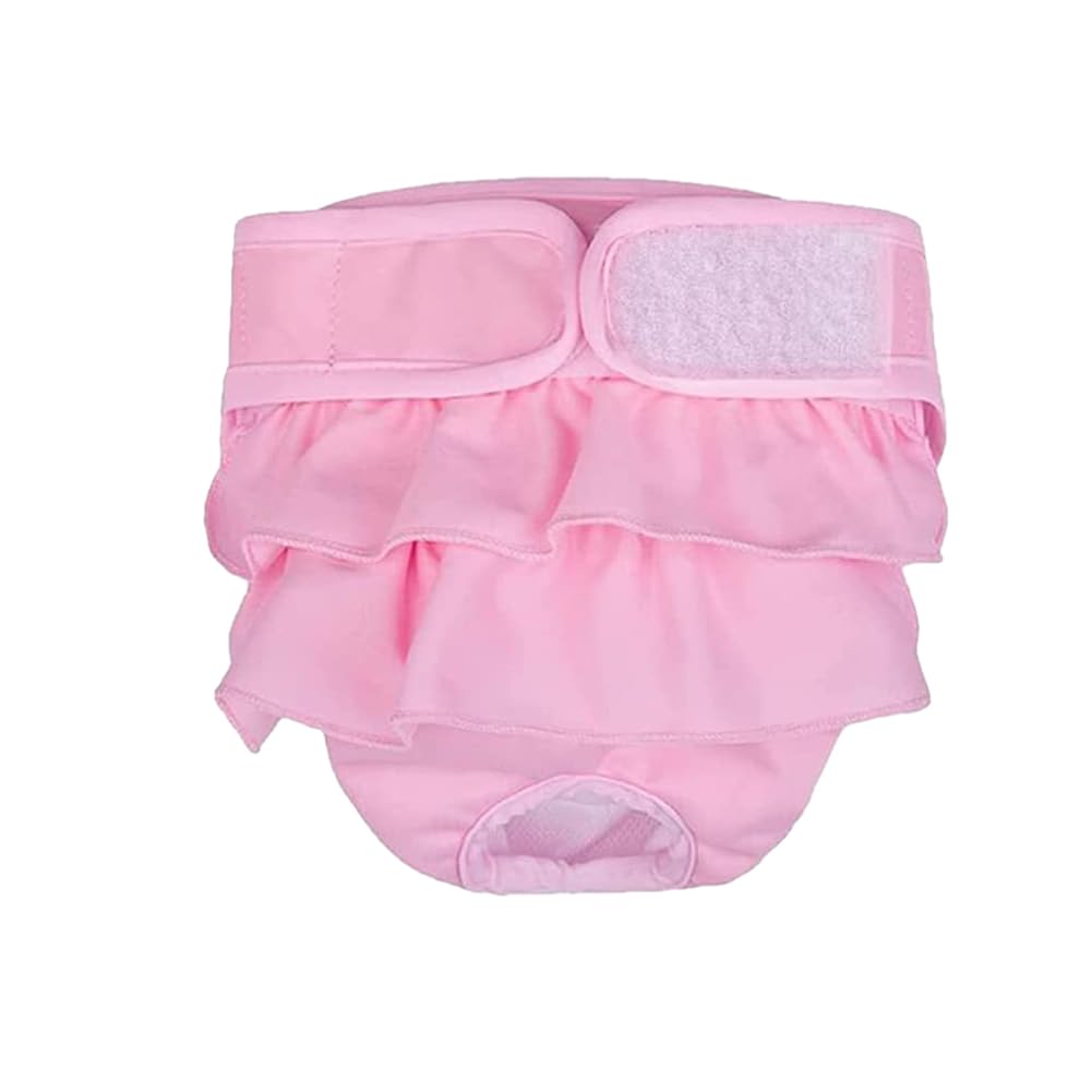 Treer Dog Nappies Female, Soft Absorbent Pet Diapers Breathable Comfortable Puppy Sanitary Pants S-XXL Durable Washable Period Pants for Pet Incontinence/Long Travels (M,pink)