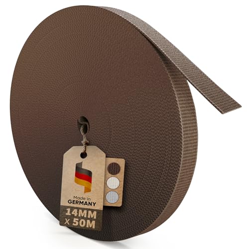 MEISTERBAU - Correa de persiana Enrollable de 50 m de 14 mm [Fabricada en Alemania] - Cinta para persianas enrollables en Puertas y Ventanas - Extremadamente Resistente a la Rotura y Resistente a los