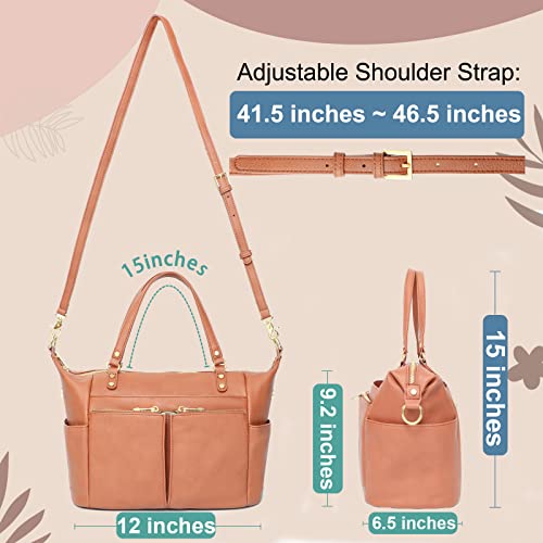 Mominside Small Diaper Bag Tote, Mini Diaper Bag Purse With 13 Pockets, Leather Crossbody Diaper Bag, Diaper Clutch Diaper Bag Organizers, 2 Insulated Pockets (Brown) #TOP5