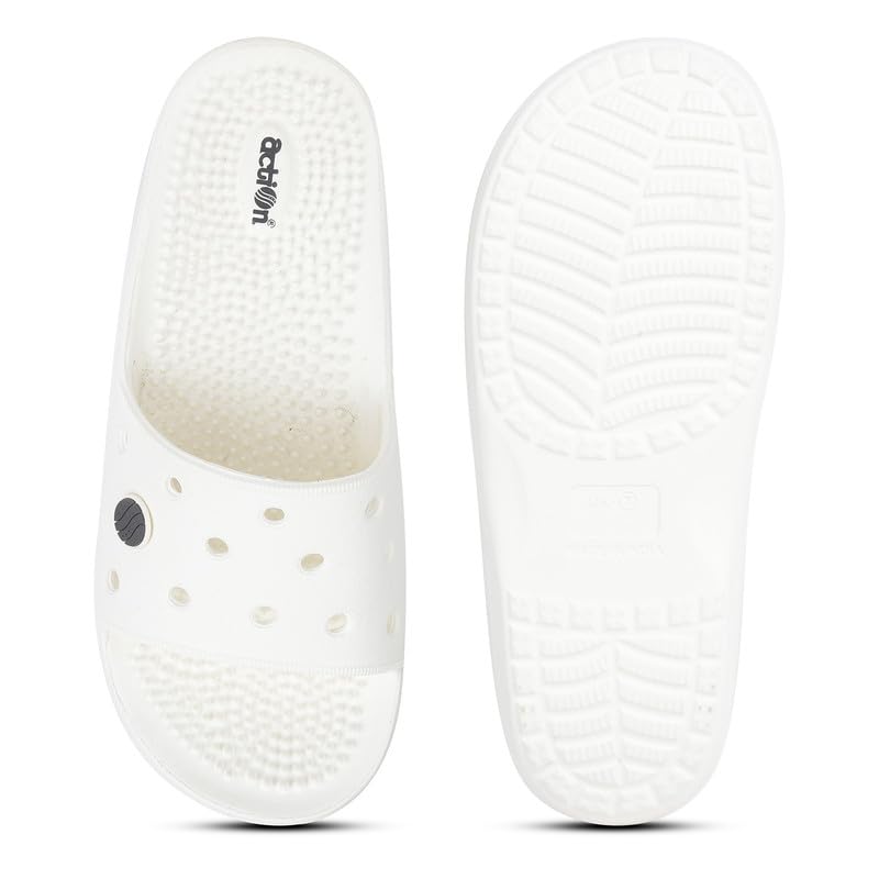 Image of ACTION Men's Acupressure EVA Slide Slippers | Lightweight | Massage Footbed | Anti-Skid Sole | Waterproof | Quick Dry | Indoor & Outdoor Comfort Slides