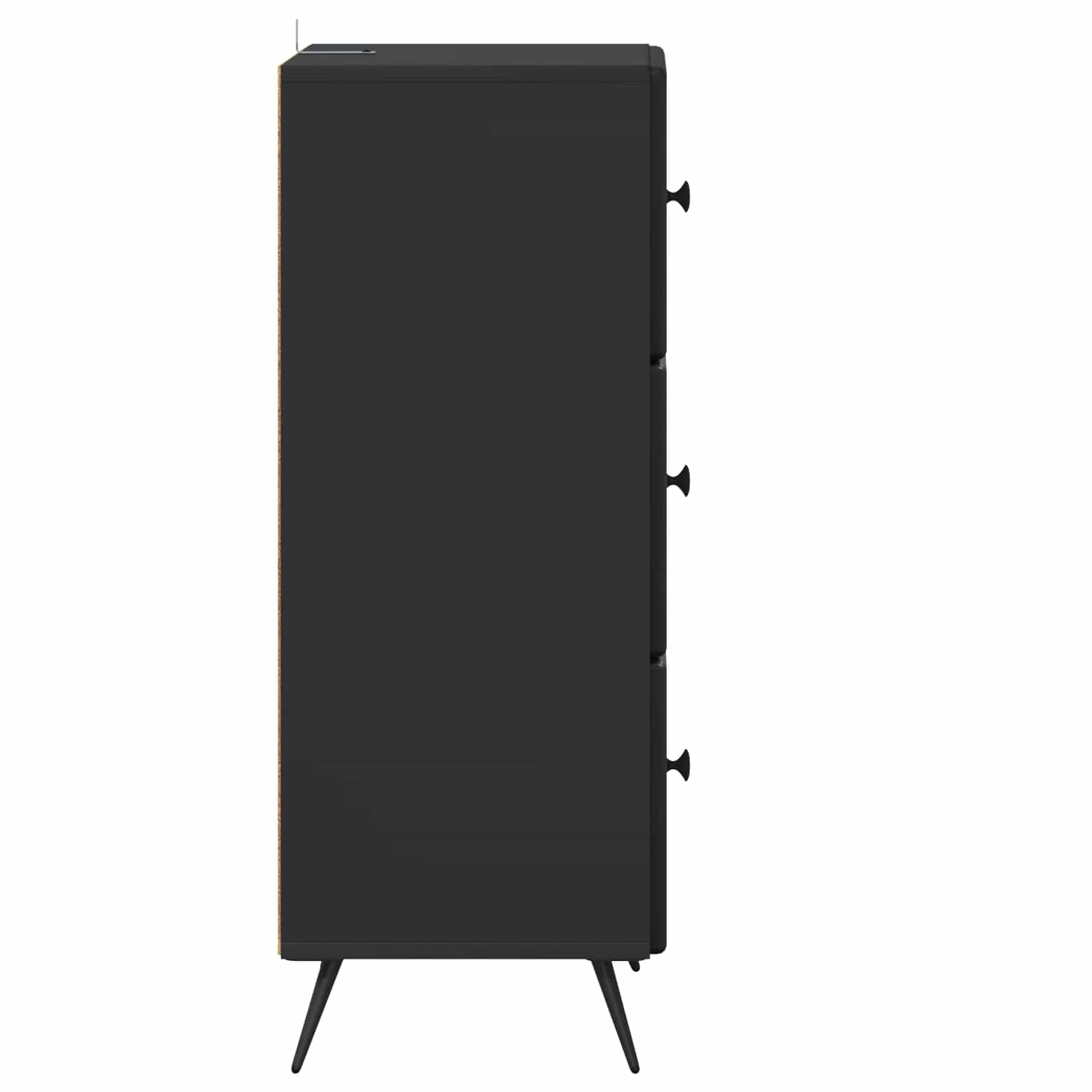 Cassettiera nera, 33 x 34,5 x 90 cm, in legno, moderno, con 3 cassetti, per ufficio, soggiorno e corridoio, stabile