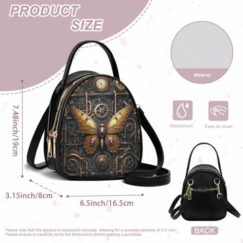 Steampunk Small Crossbody Bag PU Leather Phone Pouch Purse for Women, Top-Handle Shoulder Bags, 6.5x3.15x7.5inch4