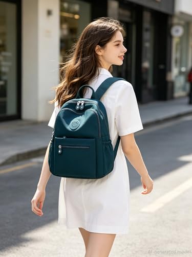 Image of Tanweibago Mini Nylon Women Backpacks,11L Small Ladies backpacks Casual Lightweight Women Shopping Travel Daypack (Teal)
