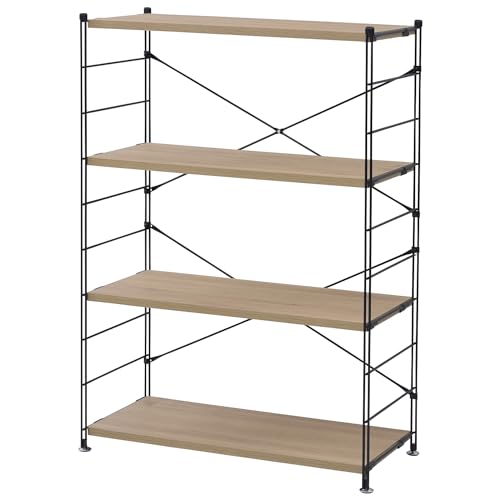 [�R�P] �E�b�h�V�F���t ���[���b�N �ؐ��I�� 4�i ��85.5×���s41.5×����123.5cm �ȒP�������� �ω׏d��25kg(1�i������) �g���i �V���� �I�[�N(�ؖ�) MWS-12844R(OAK/SBK)