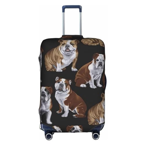 Housse de valise bouledogues blancs lavable taille M évite les chocs en soute