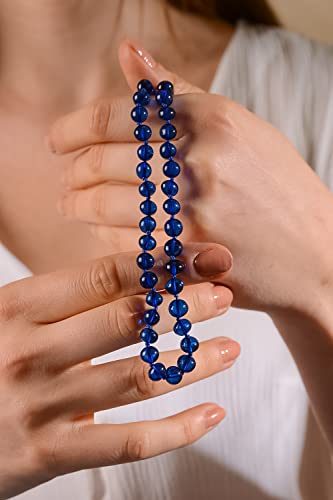 Amberistan Blue Amber Necklace For Women With 18K Gold Plated Silver Clasp - 19 Inch W/T 2 Inch Extender- Handmade From Baroque Amber Beads (Blue) #TOP4