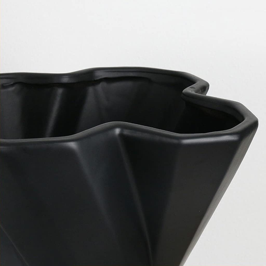 Jarrón para Mesa Jarrón de cerámica Decoración del hogar Personalizada Contenedor Flores Sala Estar geométrico Escritorio, Adecuado for Oficina en casa o Boda(Negro)