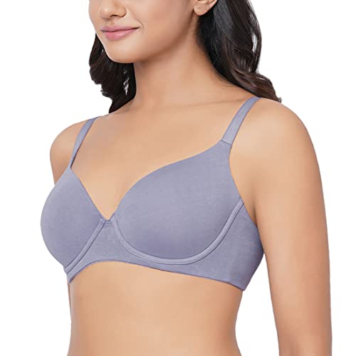 Image of Essentials Padded Wired 3 /4th Cup Everyday Wear Cotton Blend T-Shirt Bra