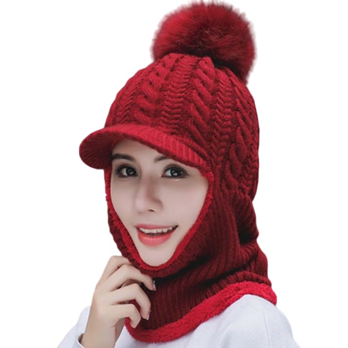 Winter Women Monkey Beanie Cap Hat Twist Color Matching Woolen