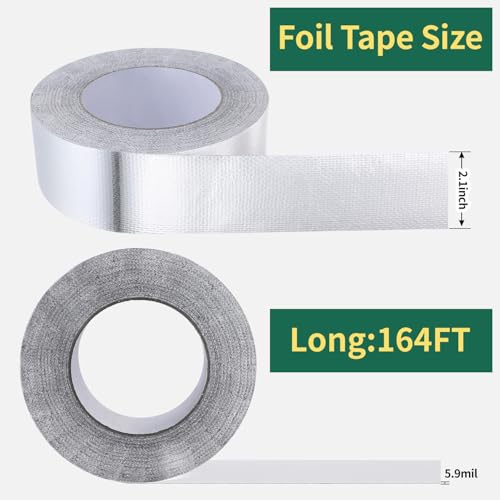 Image of 2 inch x 164 ft Aluminum Self-Adhesive Heat Reflective Tape, Heat Shield and Resistant Tape Thermal Barrier Foil Tape for Automotive and Industrial Use