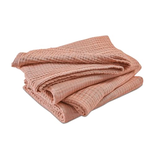 EMME Cotton Muslin Twin XL Blanket Breathable Gauze Blanket Soft Lightweight Blankets Adults Gifts for Women (Orange Red, 66"x90")