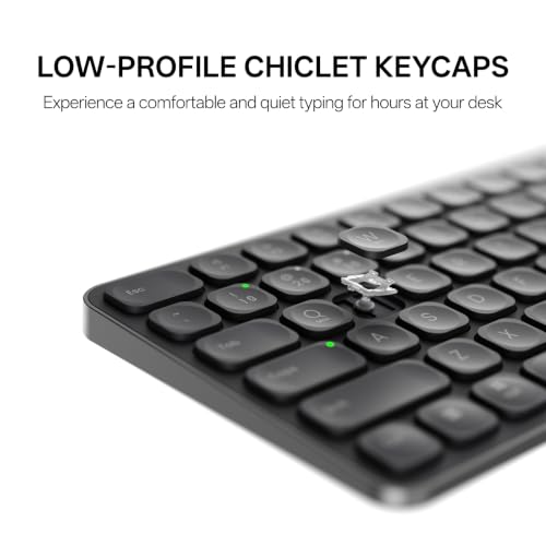 Image of Rapoo 9350S Multi-Device Keyboard and Mouse Combo, 2.4GHz /Bluetooth 5.0 /4.0 Wireless Keyboard & Mouse Set for Windows /Mac /Linux /Chrome, Support 4 Devices, Rechargeable, Silent Click, Compact, Black
