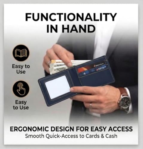 Image of Customized Wallet for Men with Name & Charm (Blue) | Personalised Stylish Leather Wallet for Boy | Personalized Unique Gift with Card Slots & Cash Compartment for Boys, Employees