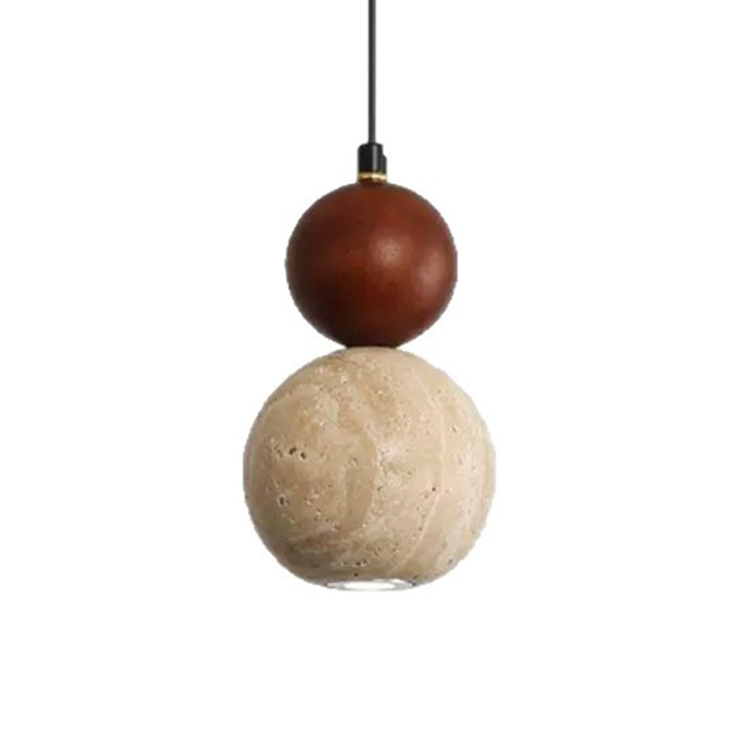 Lampada a sospensione vintage in travertino di forma sferica 3,9 in