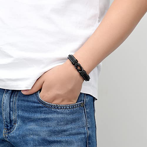 Imrsanl Cremation Bracelet for Ashes Braided Genuine Leather Urn Bangle Keepsake Human Pet Funeral Memorial Jewelry Gift for Men Women4