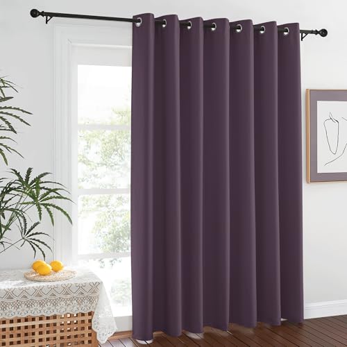NICETOWN Patio Door Curtain 84 inches Long, Grommet Room Divider Curtain Panel Thermal Insulated Room Darkening for Bedroom/Office, Plum, W100 x L84, 1 Panel