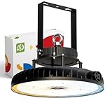 ASD LED High Bay UFO Light Fixture, Commercial Shop Lighting | 3CCT, Dimmable, IP69K Waterproof, DLC Premium, UL Listed | 500W 78000LM 3000-5000K 277-480V | Warehouse, Garage, Workshop Lamp | Black