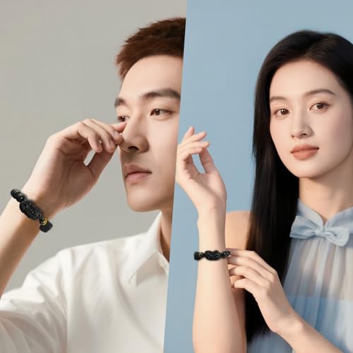 Feng Shui Pixiu Black Obsidian for Men Women – Good Luck, Wealth, Abundance & Energy Protection, Fengshui Jewelry for Money, Gift for Luck and Success3