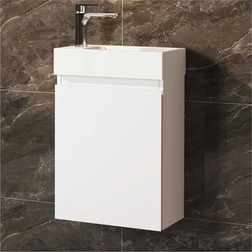 JINDOLI Waschtisch mit Unterschrank 40 cm - Badmöbel Set mit Waschbecken, Vormontiert...