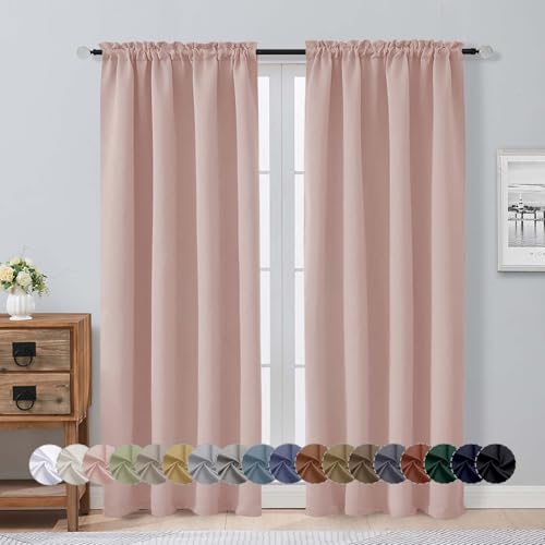 Image of Aiyufeng Blush Blackout Curtains, 2 Panels Set, 40 inchW x 72 inchL, Modern, Contemporary Style, Pinch Pleat Top, Blackout, Thermal Insulated, Polyester, Bedroom, Machine Washable