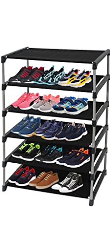 Image of Multi Utility 5 Layer Shelf Collapsible Metal Pipes with Non-Woven 100GSM Fabric Cover for Shoe /Cloth /Toy /Books Rack ((Dark Blue, Metal)