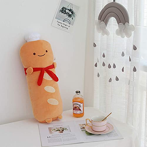Arelux Funny Toast Baguette Pillow,French Baguette Shape Plush Hugging Pillow With Red Scarf,Soft Toast Food Sofa Cushion For Home Decor,Gift For Kids Birthday, Valentine, Christmas(21.6") #TOP7